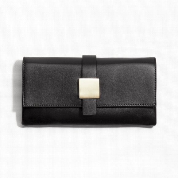 NWT & Other Stories Black Leather Clutch Metallic Card Holder - Picture 1 of 10